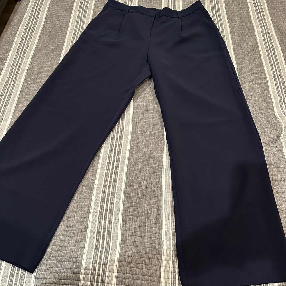 Chic Navy Wide Leg Women's Trousers